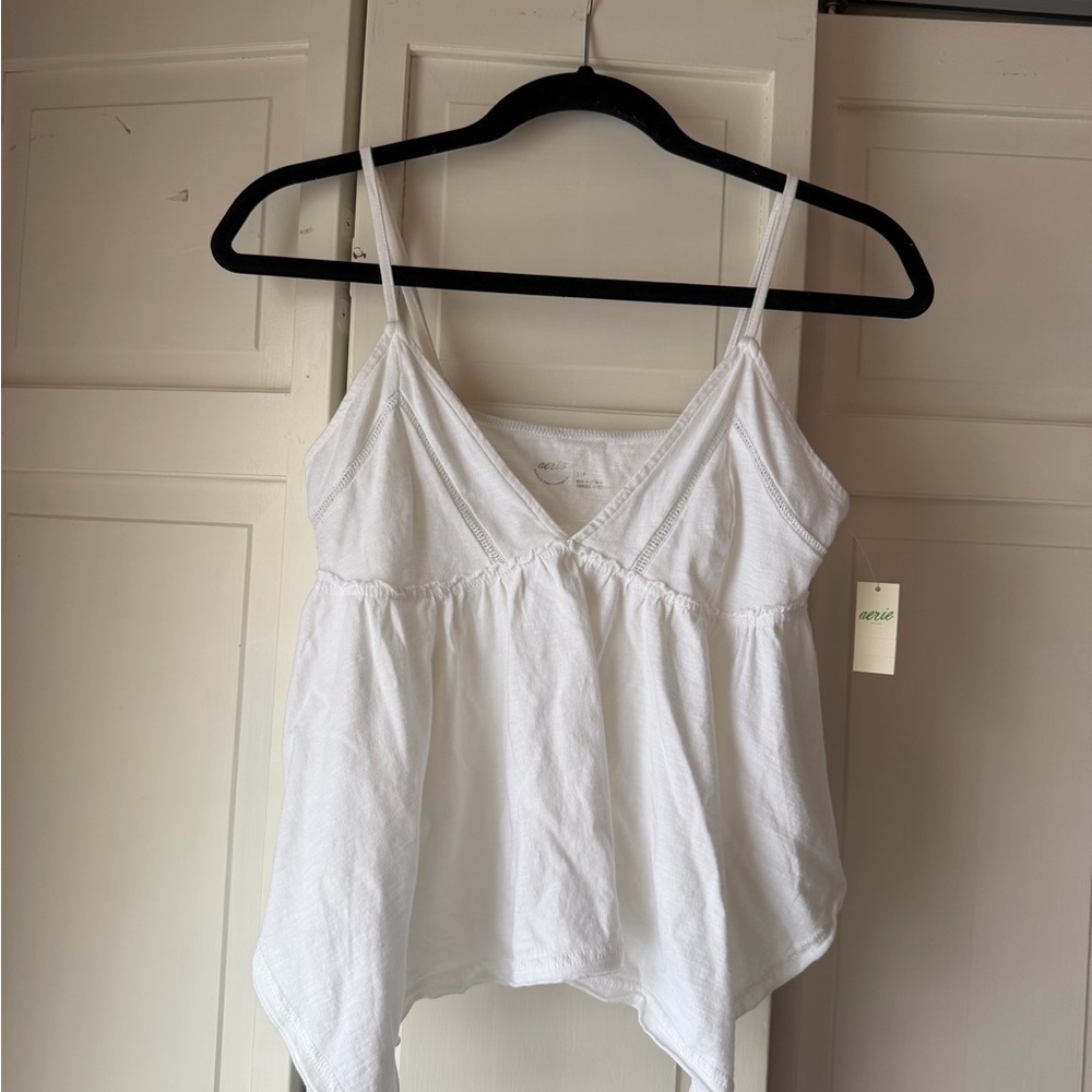 Aerie White Flowy Tank